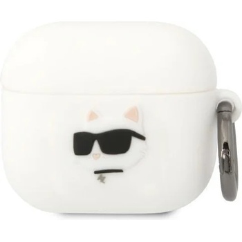 Karl Lagerfeld Кейс Karl Lagerfeld KLA3RUNCHH за AirPods 3, бял / бял, Silicone Choupette Head 3D (KF001473-0)