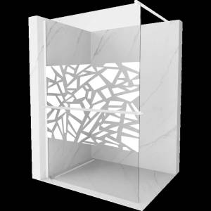 Mexen Kioto+ душ кабина с рафт Walk-in 140 x 200 см, бял десен, бял - 800-140-121-20-85 (800-140-121-20-85)