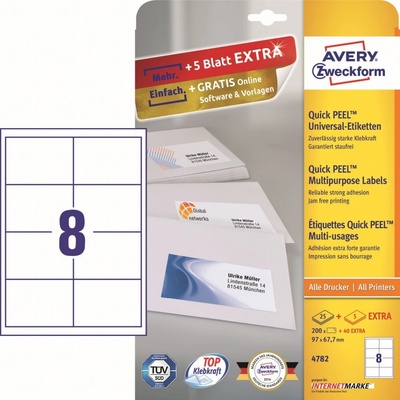 Avery Zweckform 25 listů, A4, bílé 4782