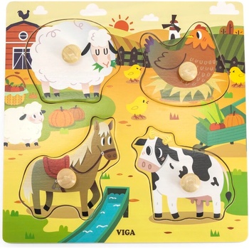 Image 1 of Viga Toys Пъзел с дръжки Viga - Домашни животни (44592)