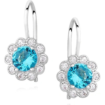 Olivie detské strieborné náušnice AKVAMARÍN 3401