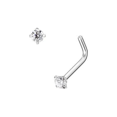 Šperky4U zahnutý piercing do nosu čirý kamínek N0170-02 – Zboží Mobilmania