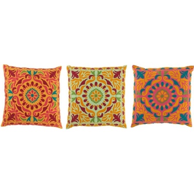 J-Line by Jolipa Set 3 farebných bavlnených vankúšov Orient 48x48x11