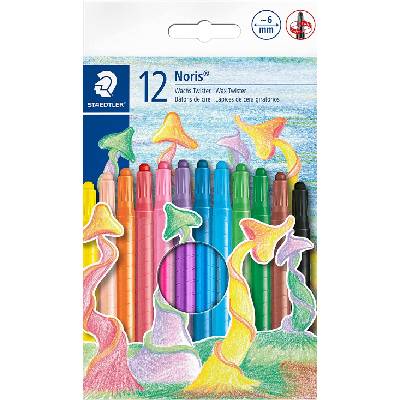 Пастели Staedtler Noris Club Twister 221 - 12 цвята, с пластмасово тяло (21082-А)