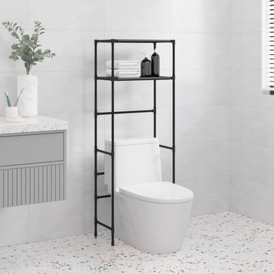 vidaXL 2patrový úložný regál nad toaletu černý 53,5x28x143 cm železo