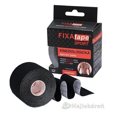 FIXAtape tejpovacia páska SPORT kinesiologická elastická čierna 5 cm x 5 m