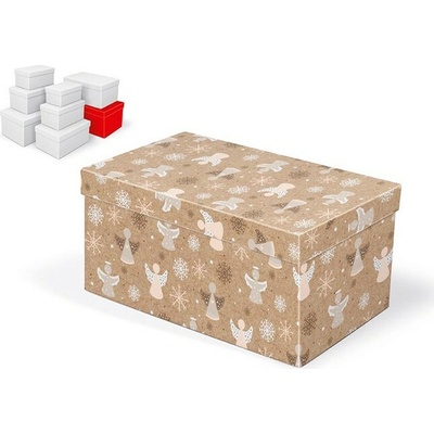 MFP vianočná darčeková krabica s vekom, rozmer 30x19x15cm, hnedý kraft s potlačou