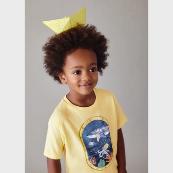 MAYORAL Жълта тениска къс ръкав прозорец морско дъно за мини момче Mayoral