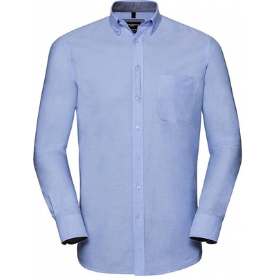 Russell Collection Pánska košeľa Tailored Washed Oxford shirt Oxford Blue/Oxford Navy