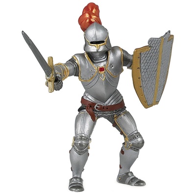 Papo Фигурка Papo The Medieval Era - Рицар с броня и червено перо (39244)