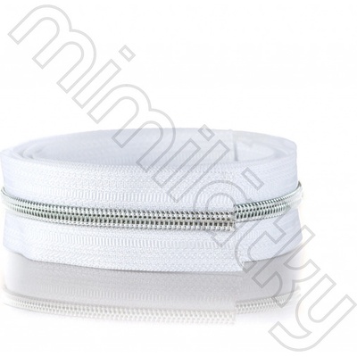 Zip spirálový 5mm metráž bílá/stříbrná