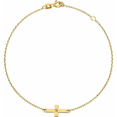 Zlaton Náramek žluté zlato s křížem a zirkonem anker 0.95g vel.19 O12122509696