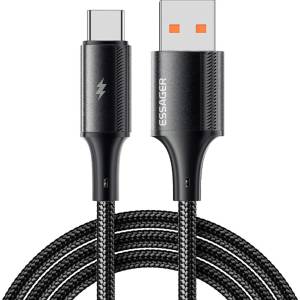 Essager USB-A към Type-C Кабел 120W за Бързо Зареждане и Пренос на Данни 1 м - Черен