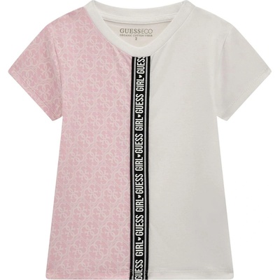 Guess Блуза с къс ръкав Guess - С надпис, бяло/розова, 18 м (20251-K5RI09-K6YW4-G011-18M)