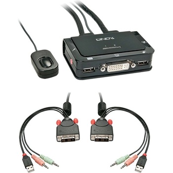 Lindy LINDY KVM суич 2 портов DVI D Single Link USB 2.0 Audio (42341)