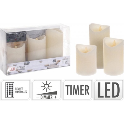 MAXMIX svíčka LED PLAMEN,dálk.ovl.,stmívání,časovač,SL.KOST 3ks 0.52 Kg