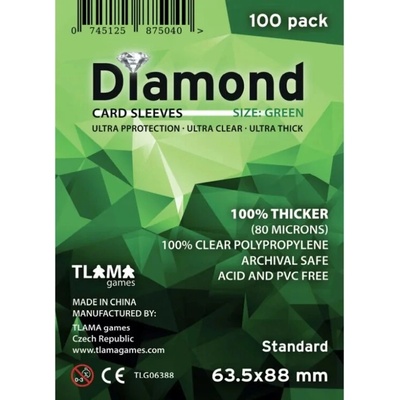 TLAMA games Obaly na karty Diamond Green: Standard 63,5x88 mm 80 mikronů, 100 ks – Zboží Dáma