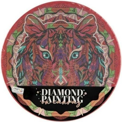Diamantové malování mandala - lev průměr 30cm s doplňky ve fólii