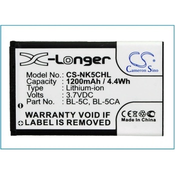 Cameron Sino Батерия (заместител) за NOKIA BL-5C, 1100, 1250, 1600, N70, N71. 3, 7V, 1200mAh (CS-MB-NOK-BL5C)