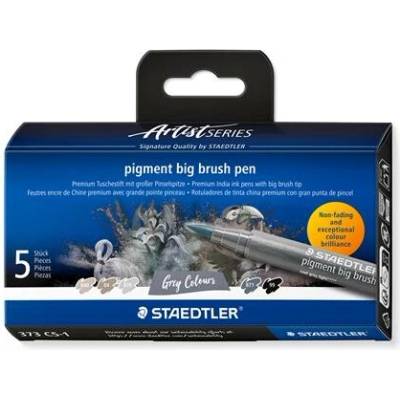 Staedtler Pigment big brush 373 5 různých odstínů šedé a černé