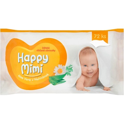 Happy Mimi dětské vlhčené ubrousky Aloe vera + Heřmánek 72 ks