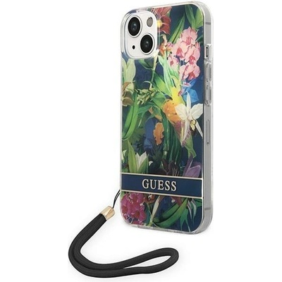 GUESS Кейс Guess GUOHCP14MHFLSB за iPhone 14 Plus 6.7", син / син, твърд, Flower Strap (3666339093969)