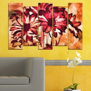 Vivid Home Декоративни панели Vivid Home от 5 части, Цветя, PVC, 110x65 см, 3-та Форма №0472