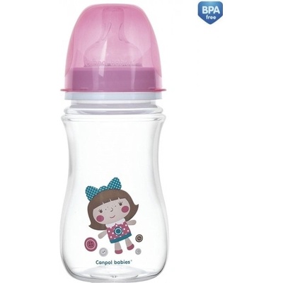 Canpol babies EasyStart Toys antikoliková fľaštička so širokým hrdlom ružová 240ml
