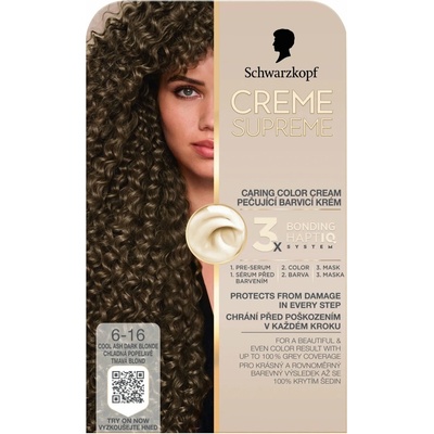 Schwarzkopf Creme Supreme 6-16 Chladná popolavo tmavá blond 60 ml