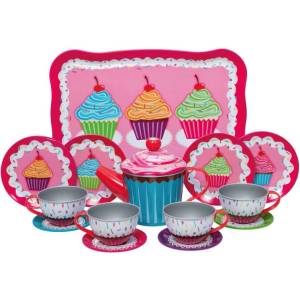 Bigjigs Toys Детски чаен сервиз - Cupcake, 15 части, метален (SYCPTS) - baby