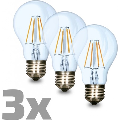 Euro-Lux LED žiarovka Filament A 60, E27, 8 W, 880 lm, 3000 K, 3 ks