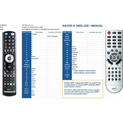 Diaľkový ovládač General Swan Multimedia HYBROAD Z121, HYBROAD Z205