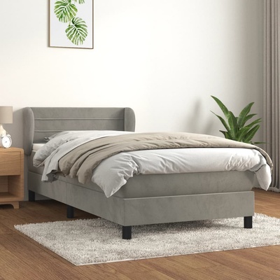 Petrashop 3127523 boxspring postel s matrací světle šedá samet