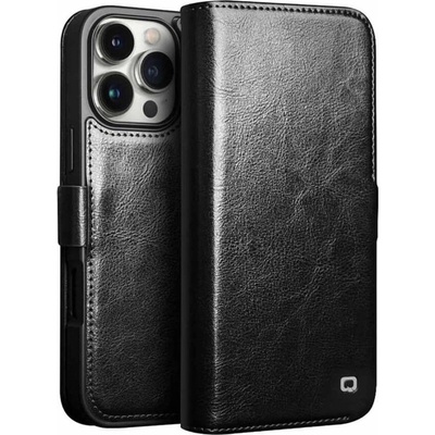 Qialino Кожен Калъф за iPhone 16 Pro, Qialino Book Case, Черен (5966011150541)