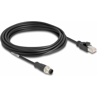 Delock 80811 RJ45 / M 12 CAT 5e S/FTP 5m černý