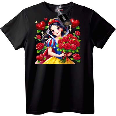NOONEBRAND Тениска Снежанка с рози - XS, White