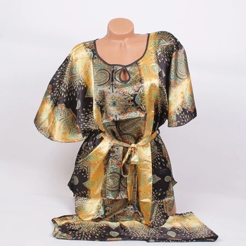 Image 1 of Сатенена пижама в черно и златисто с орнаменти