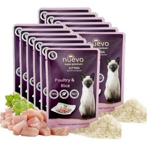 nuevo Капсула NUEVO CAT Kitten Птиче и Ориз 12 x 85 г