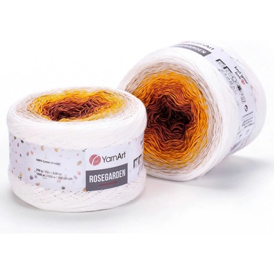 Pletací příze YarnArt ROSEGARDEN 307 oranžovo-rezavo-bílá, melírovaná (duhová), efektní, 250g/1000m