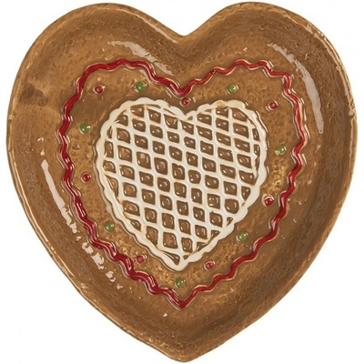 Keramický talířek perníkové srdce Gingerbread Cott - 17*17*3 cm - Clayre & Eef