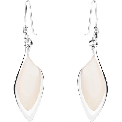 Šperky eshop náušnice stříbro asymetrické zrnko bílá perleť stříbrný lem SP89.16