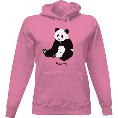 Dámská mikina s kapucí s potiskem dámská mikina Panda dámské Růžová