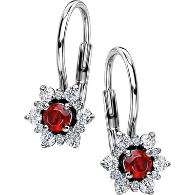 Zlaton Náušnice bílé zlato květiny 1.6cm 1.75g s diamanty 0.250ct N22102501219