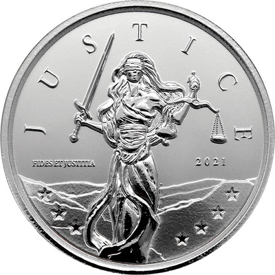 Stříbrná investiční mince Gibraltar Lady Justice 2021 1 oz