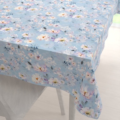 Biante Zamatový obdĺžnikový obrus Tamara TMR-044 Jarné kvety na nebesky modrom 50x100 cm