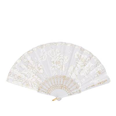 Ефектно ветрило в бяло с рози и златист акцент