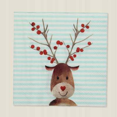 Dekoria Vianočné servítky Reindeer Stripes sviatky 20 ks 16x16x3 cm