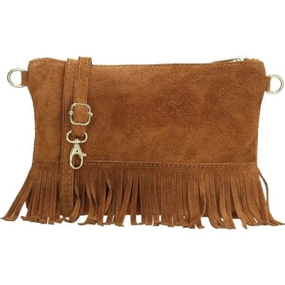 Beagles Hnědá vintage kožená crossbody kabelka „Carrie"