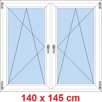 Soft Dvoukřídlé plastové okno 140x145 cm OS+OS se sloupkem Bílá