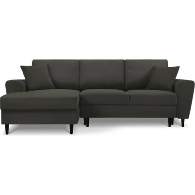 Cosmopolitan Design Черен разтегателен ъглов диван с място за съхранение от рипсено кадифе (ляв ъгъл) Kyoto - Cosmopolitan Design (COS_LCF_72_F1_KYOTO8)